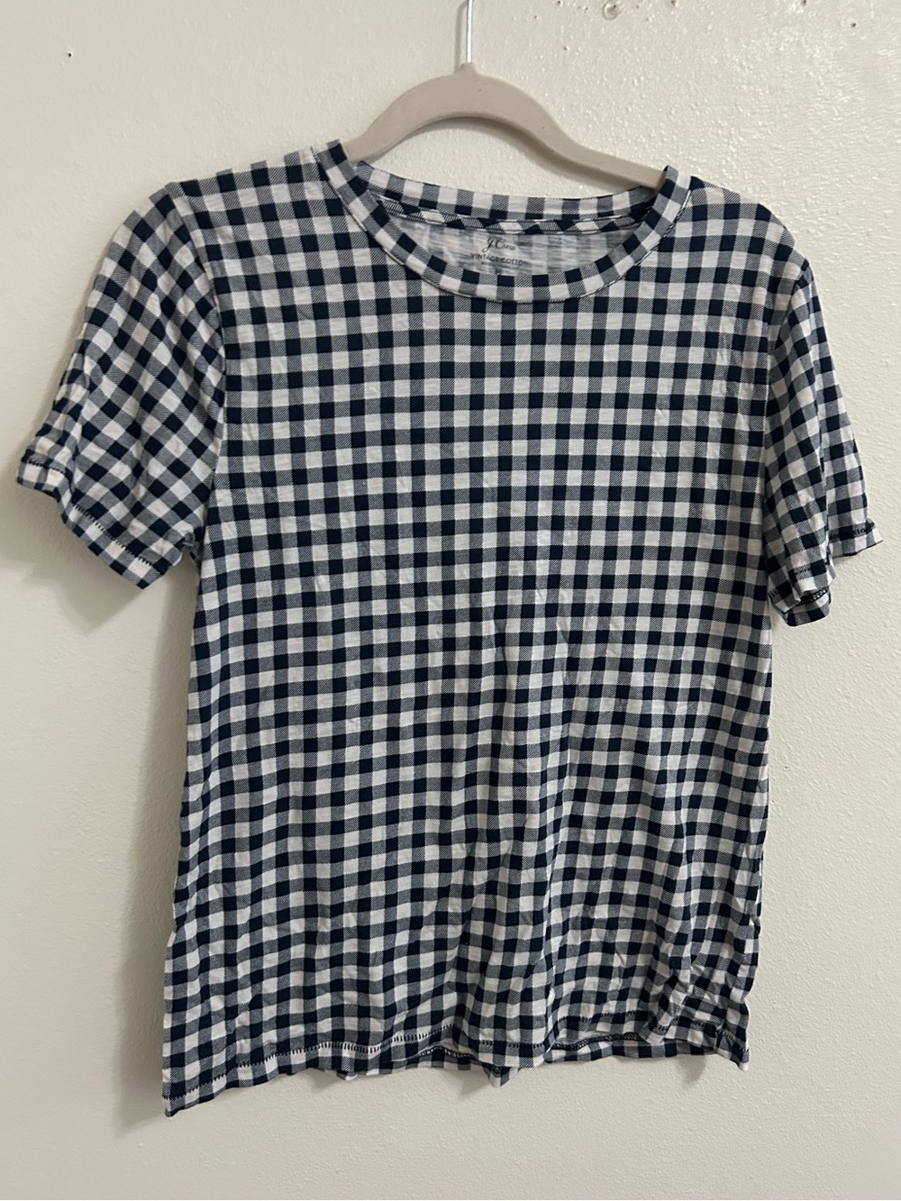 Jcrew black and white gingham 100% cotton tshirt